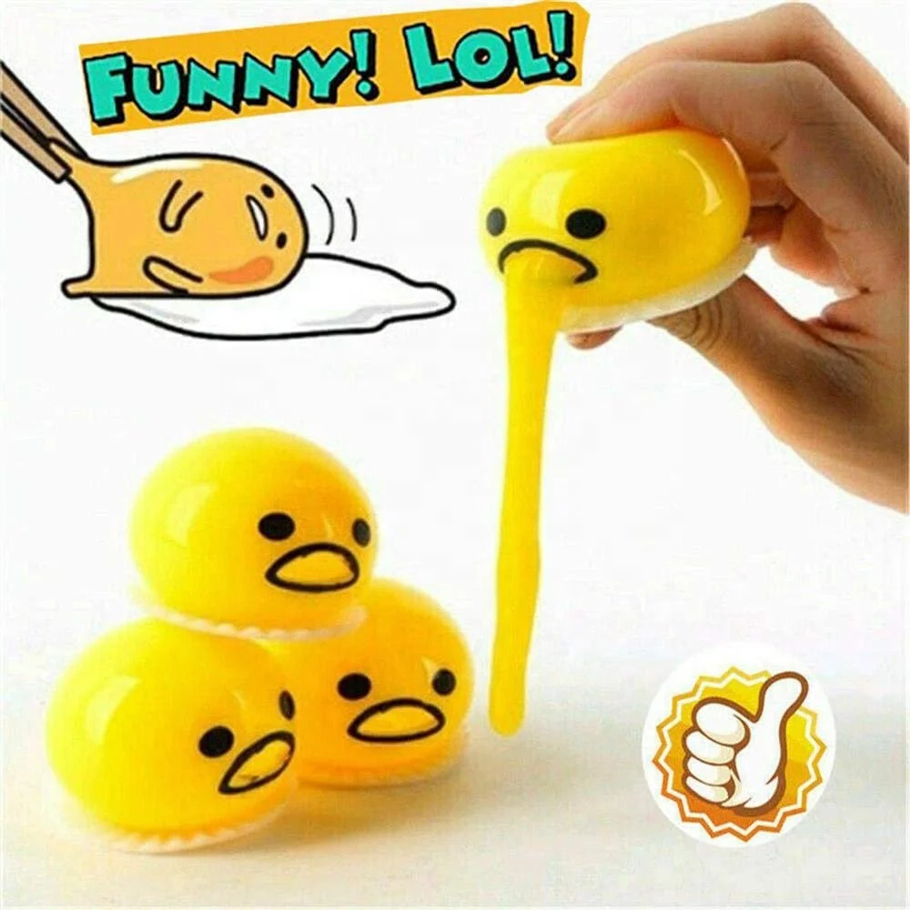 Funny Vomiting Egg Slime Balls Toys Novelty Stress Relief Squeeze Vent Puking Egg Yolk Tricky Play Fidget Toys Gift
