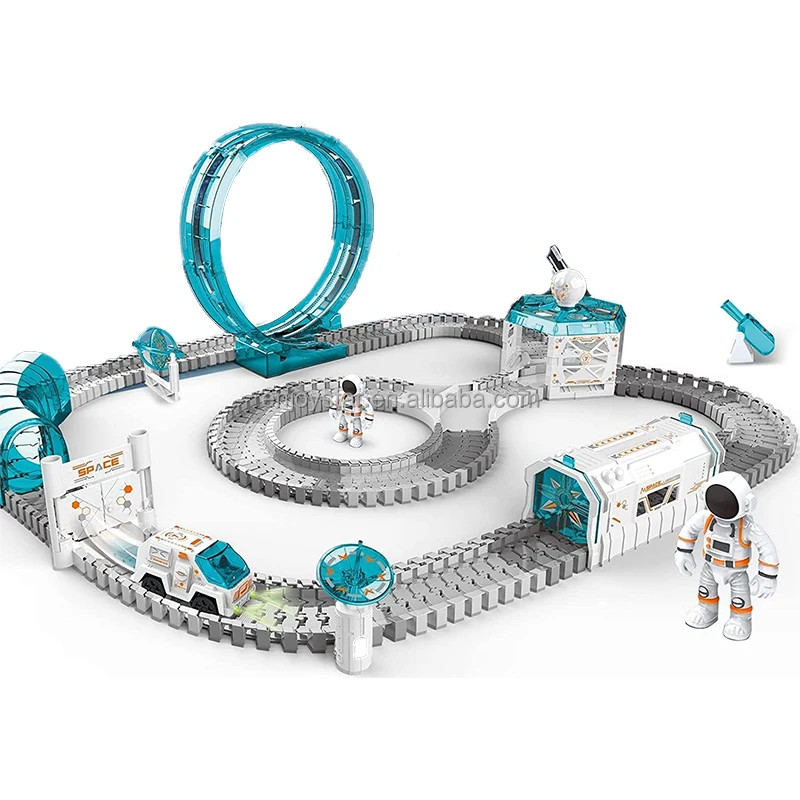 ENJOYSTAR 204PCS Assembly Race Train Toy Pretend Play Set For Kid Gift Electric Magical Space Theme DIY Slot Tracks