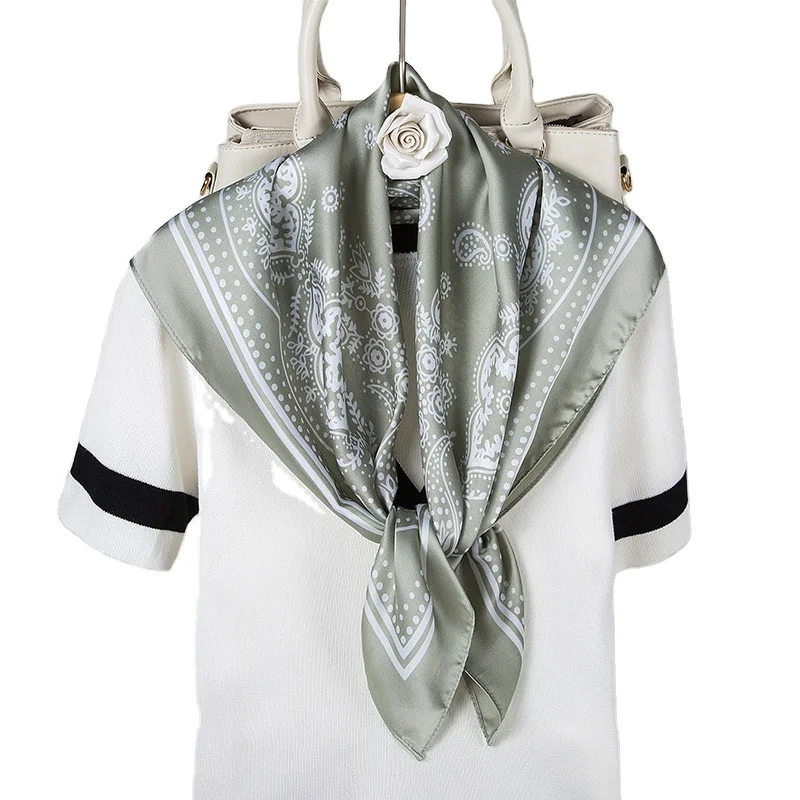 New Real Silk Square Scarves Women Bandana High Quality Printed Foulard Hair Scarves Bag Tie Soft Neckerchief Bandana