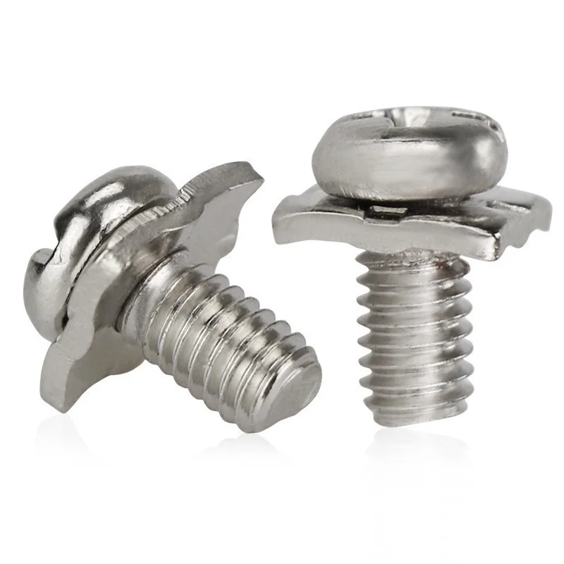 Terminal Block Screw Square Slot Washer Pan Phillips Head Combined Sems Screw with Square Washer