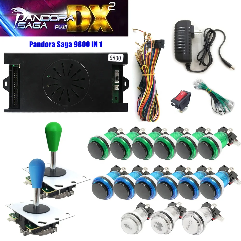 Hot Selling Arcade 5 Pin Joystick Black Cap Button 9800 in 1 Pandoras Game Box DIY Kit Push Button Arcade Game Console
