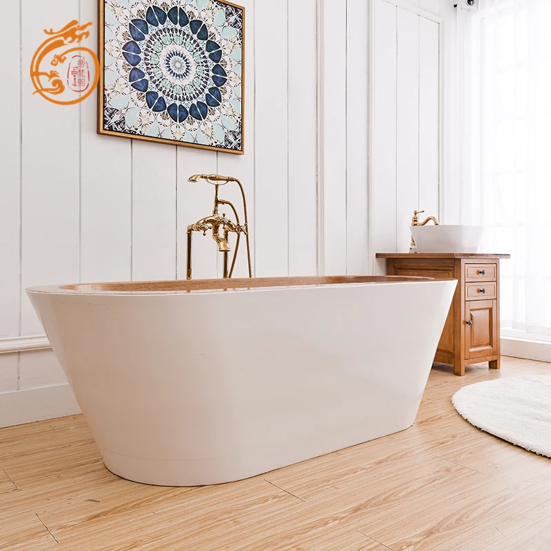 Hot Sale Solid Surface Bathtub Resin Wood Freestanding Bathtubs