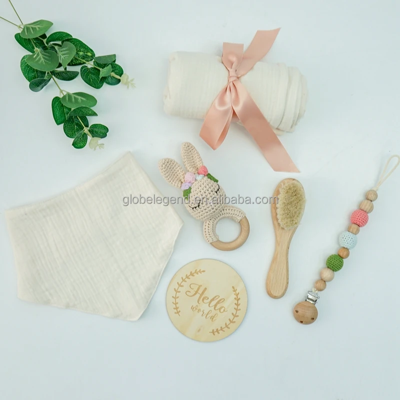 Customization hippo Bunny Elephant Rabbit Reindeer Cow Giraffe Fox Baby Wooden Ring crochet Rattle Toys Handmade Crochet gift se