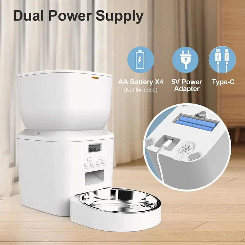 4L Stainless Steel Factory Wholesale Dog Cat Food Dispenser Pet Bowl Feeder Timed Ration Smart Automatic Pet Feeder