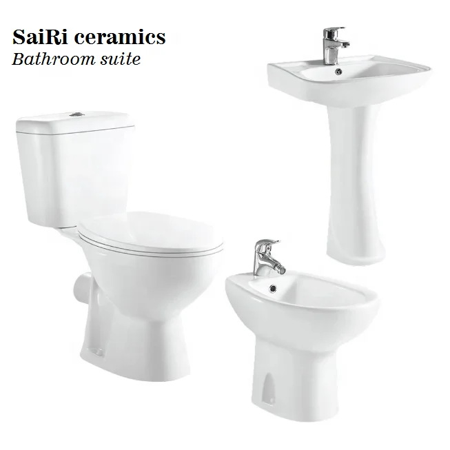LYTT06 Eco washdown two piece toilet + pedestal basin + bidet sanitary ware suite