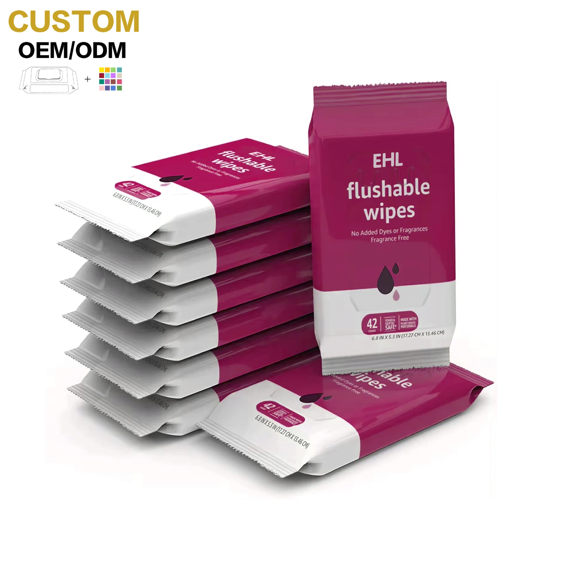 Бесплатный образец, оптовая продажа, салфетки для взрослых, натуральные влажные биоразлагаемые Смываемые салфетки для чистки туалета