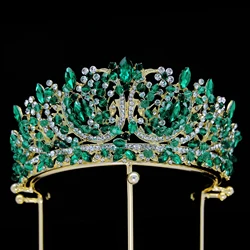 luxury princess silver rhinestone full crystal pageant wedding bridal handmade crown and tiara for women