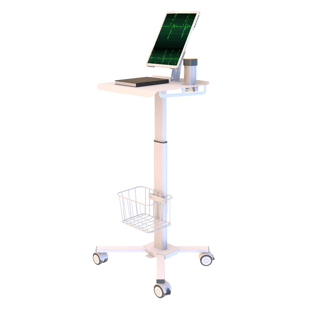 Height Adjustable Medical Rolling Trolley Custom Computer Laptop Tablet Monitor Cart For Hospital