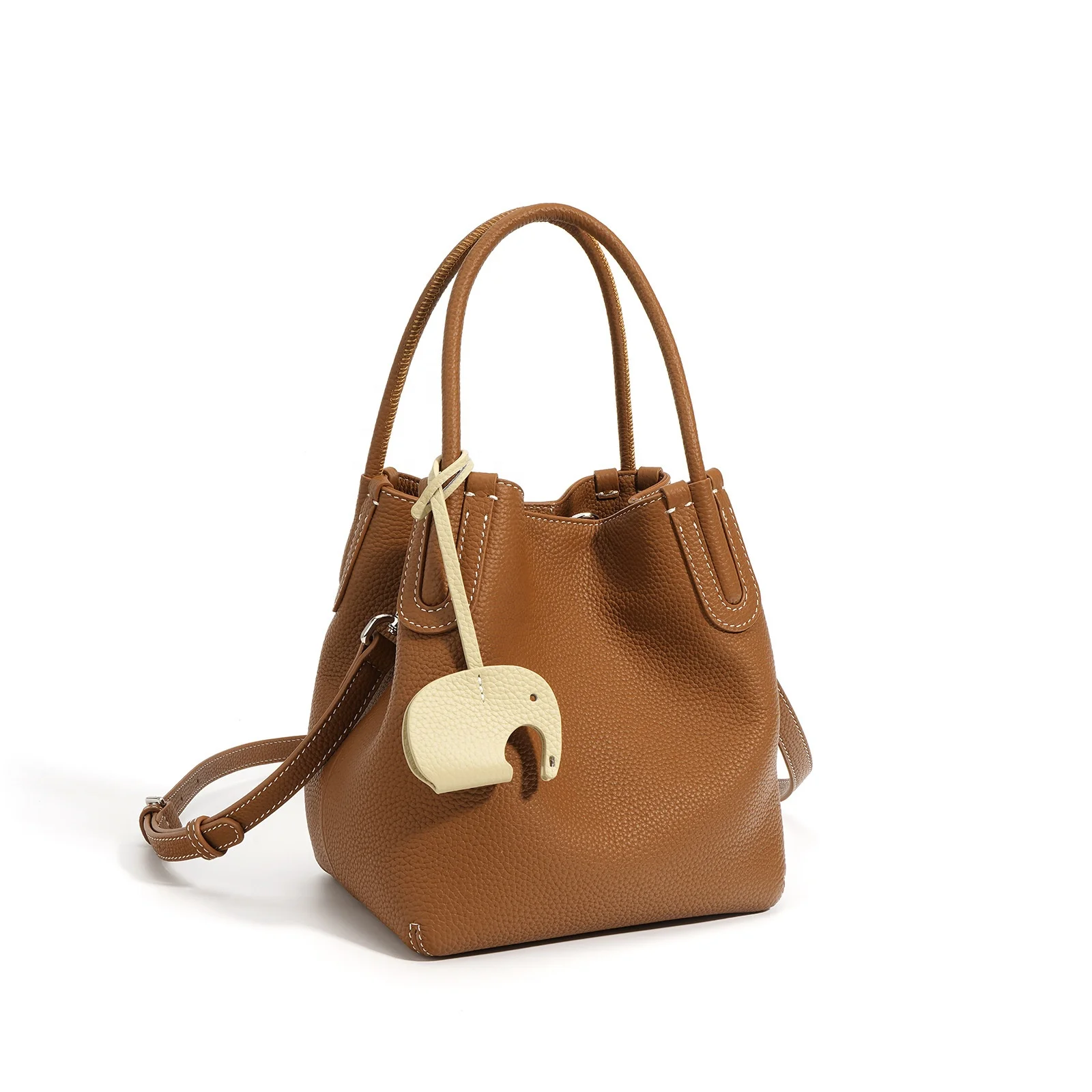 Latest Fashion Simple Style Custom Handbag Ladies High Quality Genuine Leather Small Bucket Handbag  With New Currents