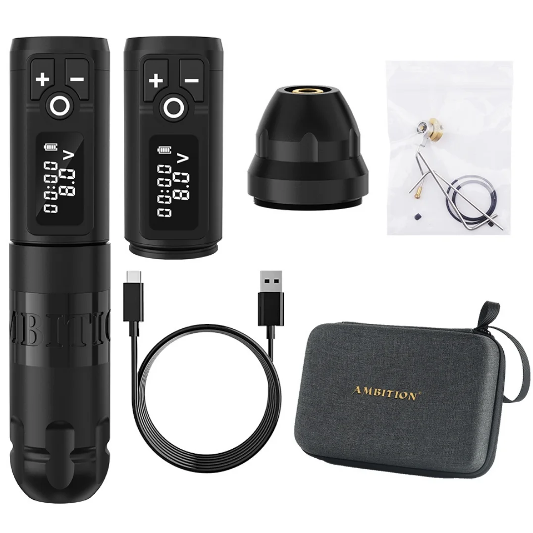 Ambition Soldier 2400mAh Digital Display Powerful Motor Professional Rotary Wireless Tattoo Pen Machine Gun for Artists Body Art