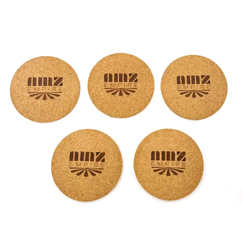 Natural Round Cork Coasters With Metal Holder  Thick Cold Drinks Wine Glasses Mugs Cups Cork Coaster