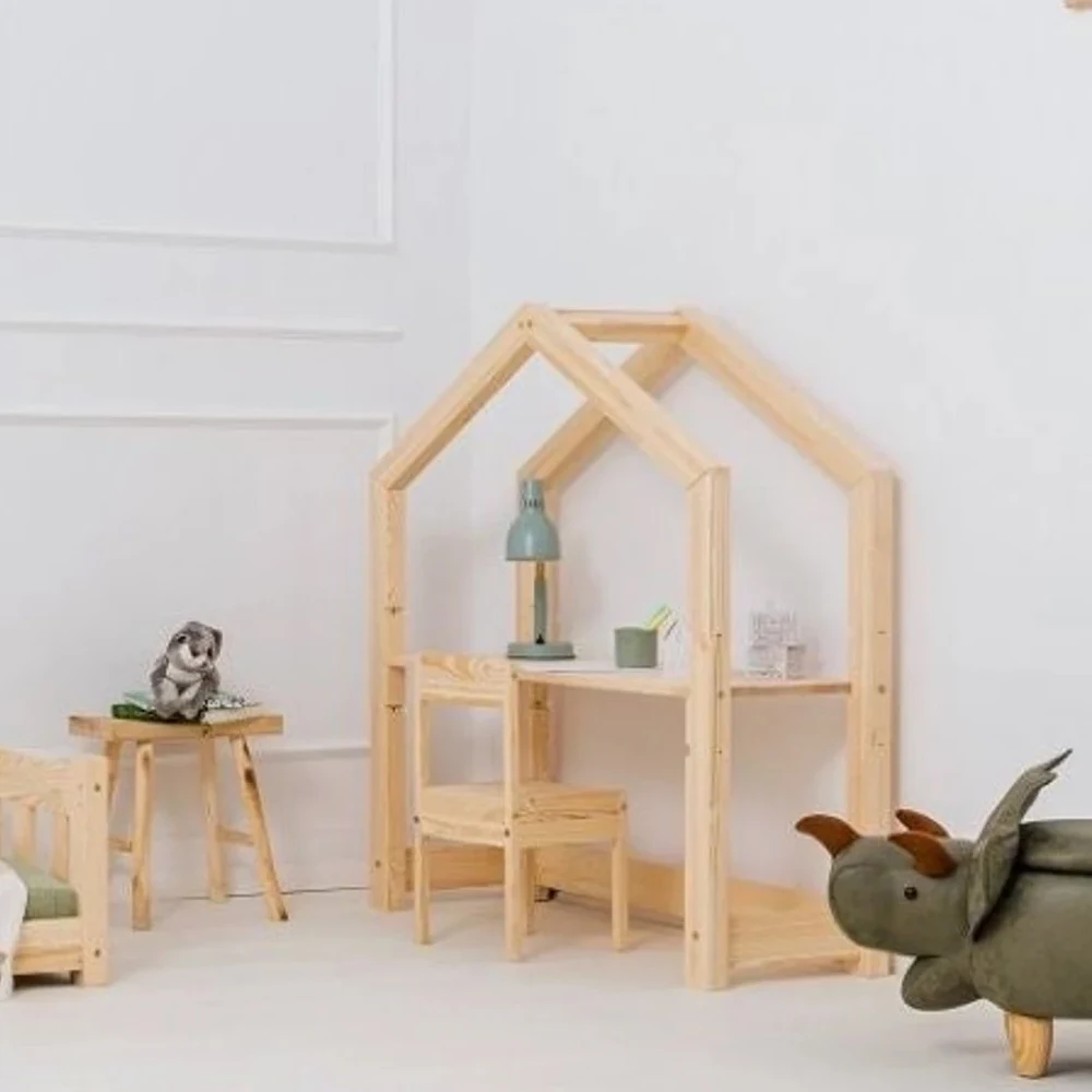 Montessori Children table desks hot sale Wooden study table Bedroom furniture kids tables with storage shelf