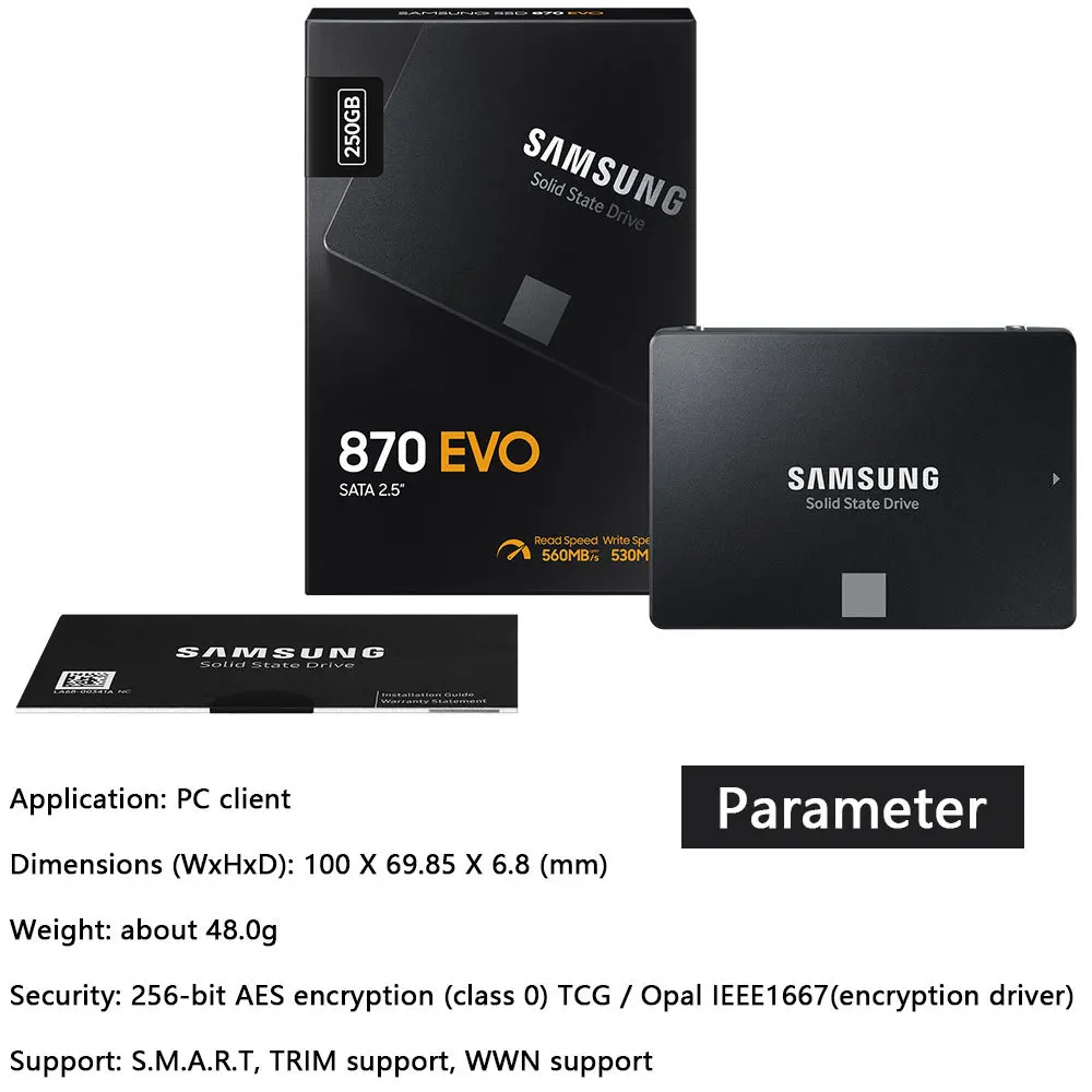 Software Samsung Ssd 870 Evo 250gb 500gb 1tb  Internal Solid State Disk Hard Drive Sata 3 2.5 Inch L