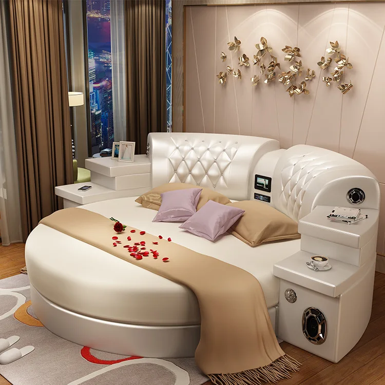 Romantic soft bed Italian style Round bed with massage function