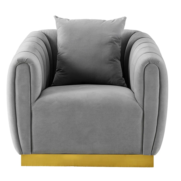 Home Furniture 304 Gold Mirror Gray One-Seat Luxury Sectional Sofa