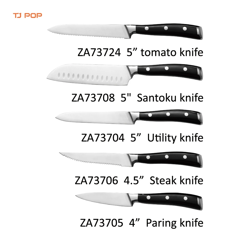 10 Pieces Stainless Steel Kitchen Knife Set with Block Wooden Chef Slicer Santoku Bread Utility Tomato Paring Steak Knife