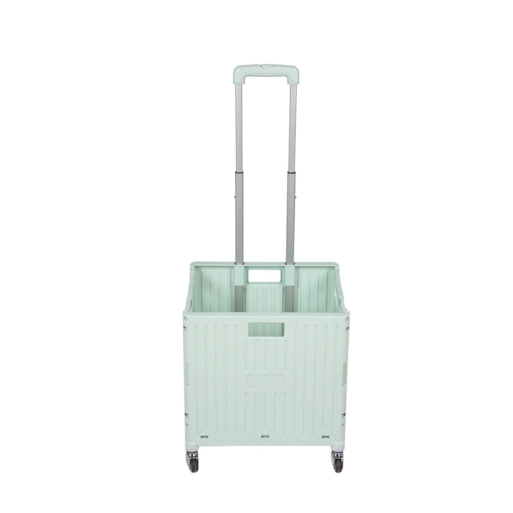 Plastic four  wheels  foldable shopping  cart