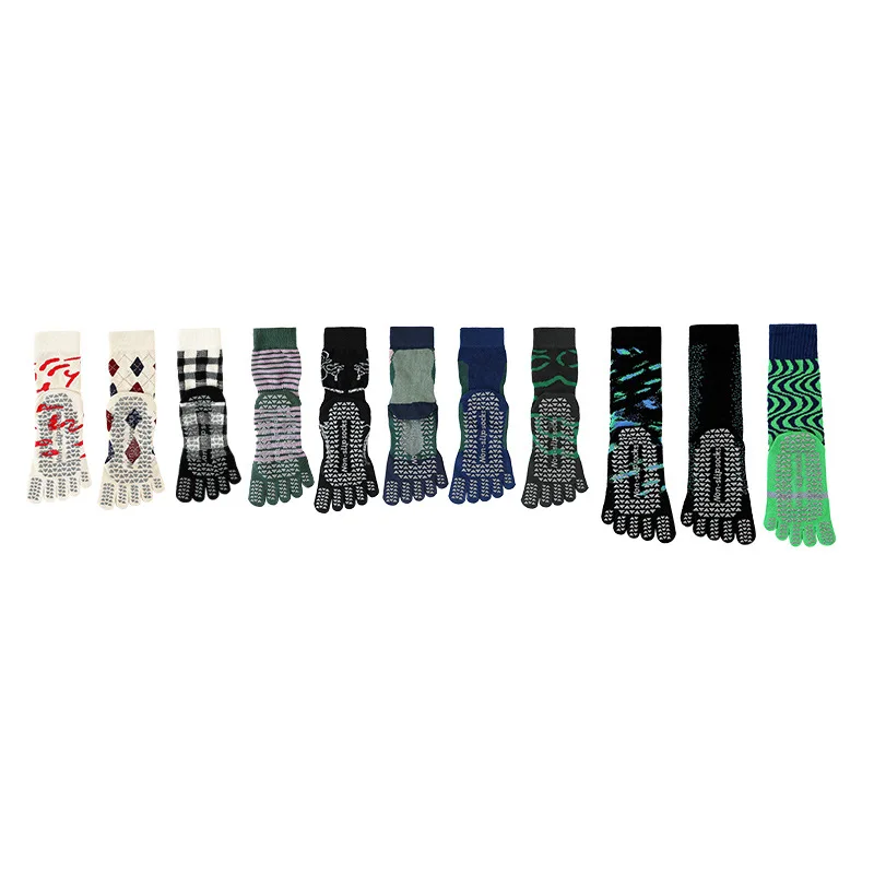 free sample Hot selling custom logo long yoga socks with grip non-slip 5 Toe socks for yoga pilates
