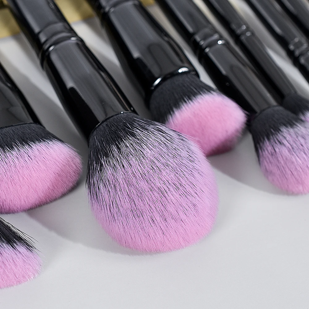 BUEART 18pcs Vegan hair Purple pink Rose makeup brush Set custom logo with private label with box and brush holder package