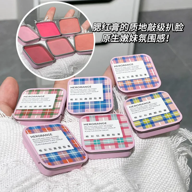 herorange 6 Color blush cream matte finish complexion rouge Makeup Stick Long-lasting Easy To Wear Peach Cream Blush Makeup