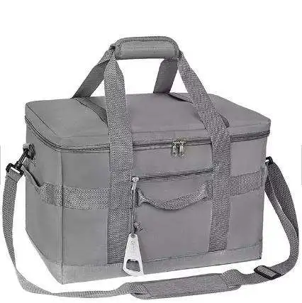 Square Soft Shoulder Picnic Portable Aluminum Foldable Thermos Insulation Lunch Box Cooler Bag