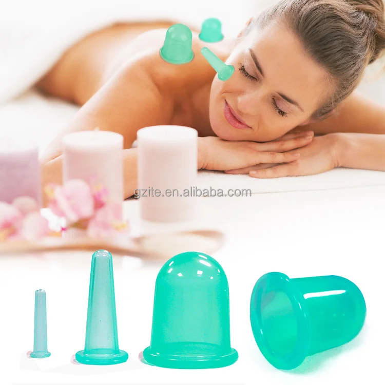 Wholesale Chinese Anti Cellulite Fat Reducing Facial 4 Pieces Cupping Therapy Body Massage Silicone Vacuum Cupping Set