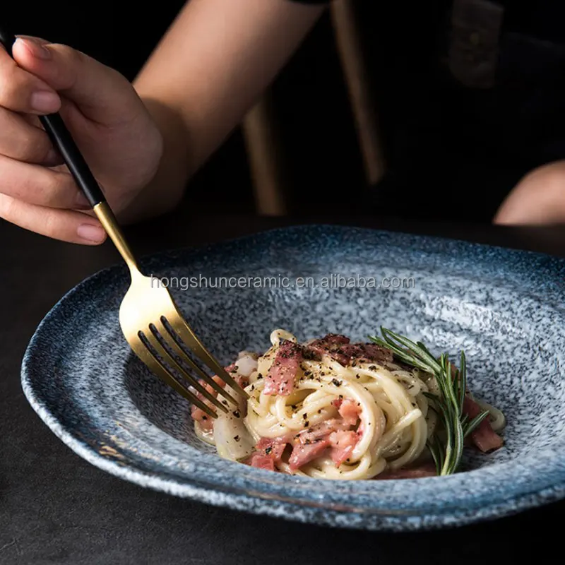 10inch Japanese Creative Ceramic Salad Plate Pasta Wide Side Dish Western Style Soup Plate 