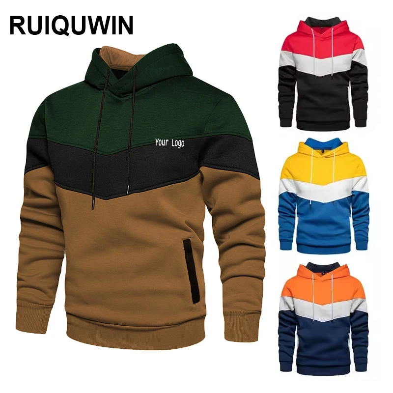 RUIQUWIN Custom Logo Men Sweatshirt Oversize Pullover Hoodies Print Casual Wear Pullover Sports Hoodies For Men
