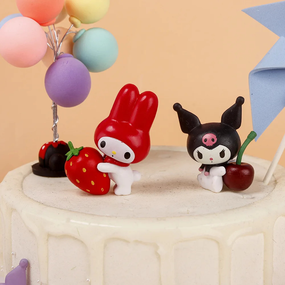 5pcs/set Sweet Dessert Cherry Kulomi Strawberry Cartoon Fruit Series Ornaments Exquisite Cake Decoration