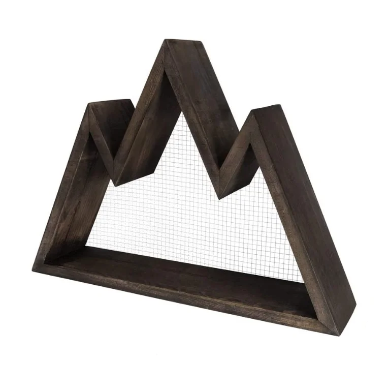 Wholesale triangle wall art geometric decor wooden crystal display shelf mountain shelf