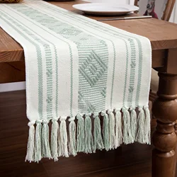Buti Cotton flax tassel table runner country strip table runner decoration festival wedding table runner