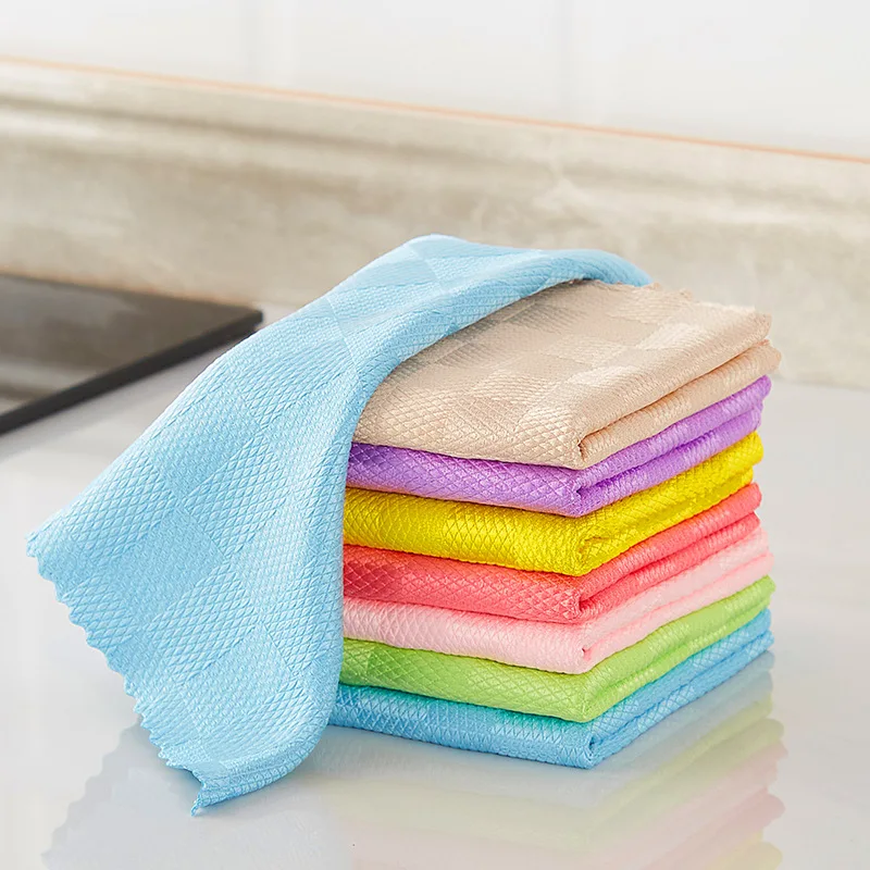 Glass Polish Wipe Rags Fish Scale Cleaning Cloth Microfiber Car Kitchen Towel