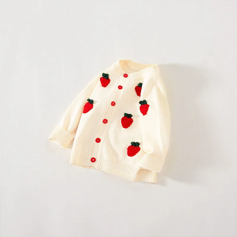 Lovely Sweet Baby Clothes Sweater girls clothes Cotton Spring Autumn Girl Sweater Girl cardigan Unisex with Fruit Pattern