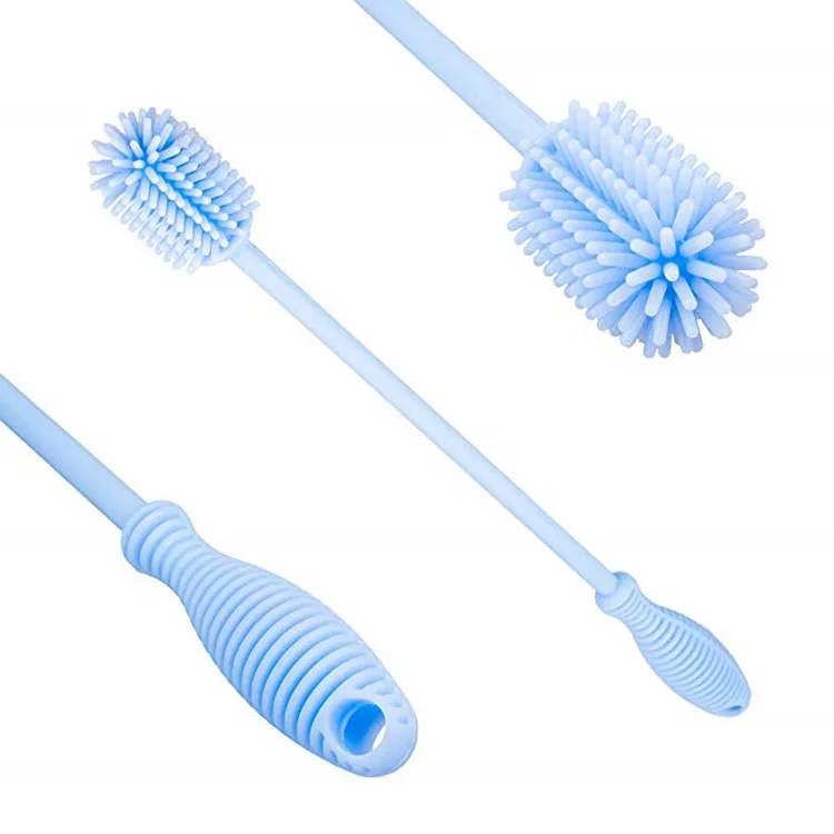 Multifunctional bpa free reusable food grade silicone bottle cleaning brush