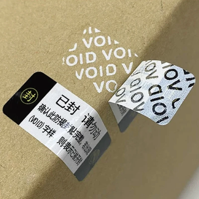 Custom Printing Mobile Phone Computer Packing Security Thread Paper One Time Use Void Sticker Label
