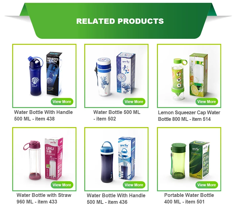 650ml PC Drinking Clear  Water Bottle Jug  Plastic Wholesale with Straw