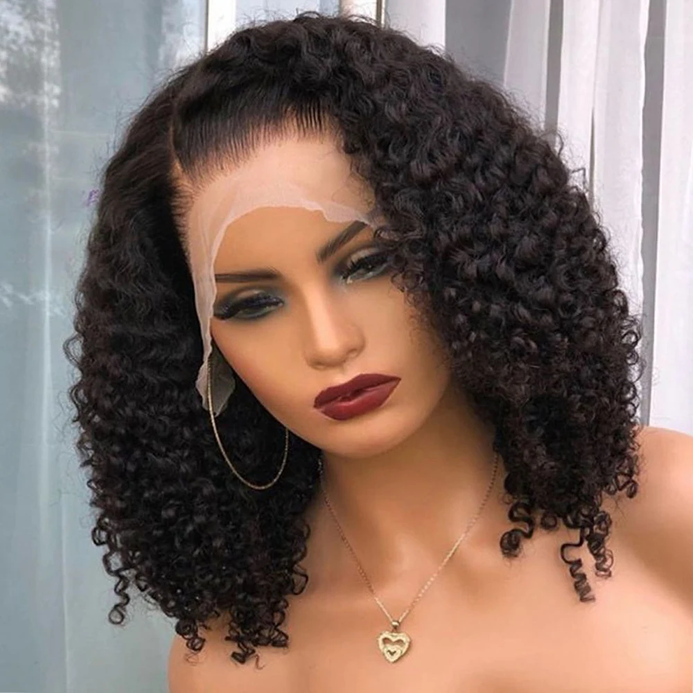 Wholesale Afro Kinky Curly Brazilian Virgin Hair Short Bob Wigs Human Hair Lace Front Full Lace Human Hair Wigs For Black Women