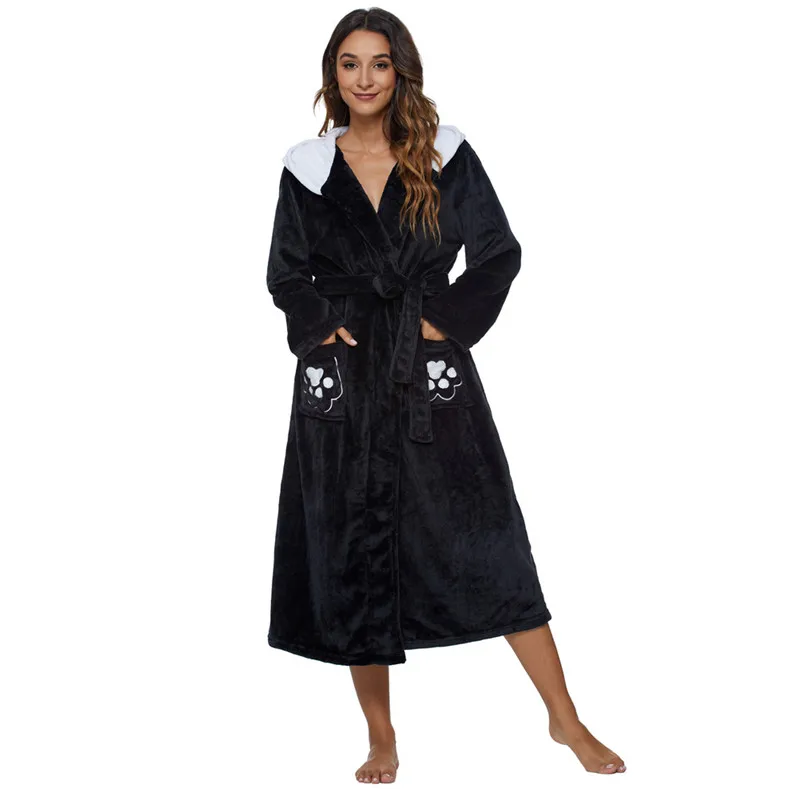 Флисовая домашняя пижама, однотонный роскошный банный халат унисекс, Мужская мягкая одежда для сна, толстовка с капюшоном, женские халаты