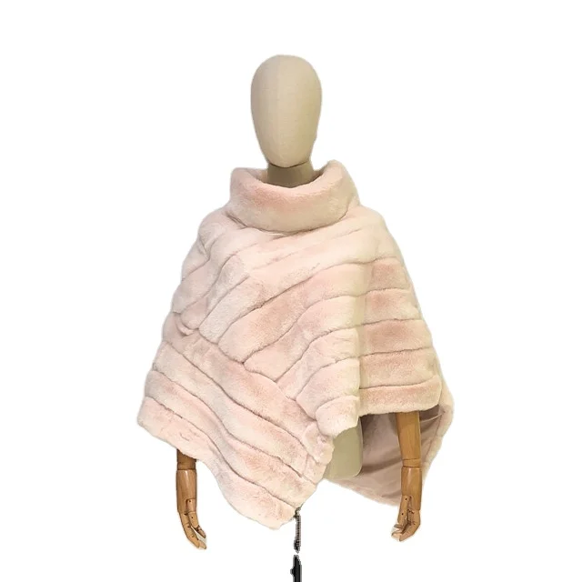 Hot Sale Real Fur Cape High Quality Women irregular Rex Rabbit Winter Fur Shawl Women