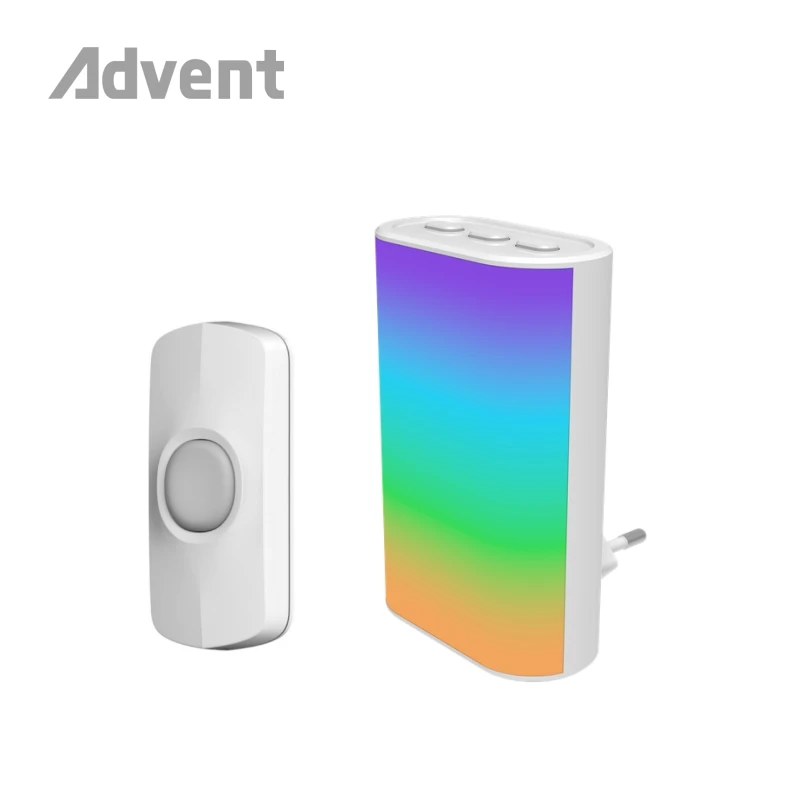 Long Range Wall Plug-in Colorful Light RGB Flashing Wireless Cordless Doorbell