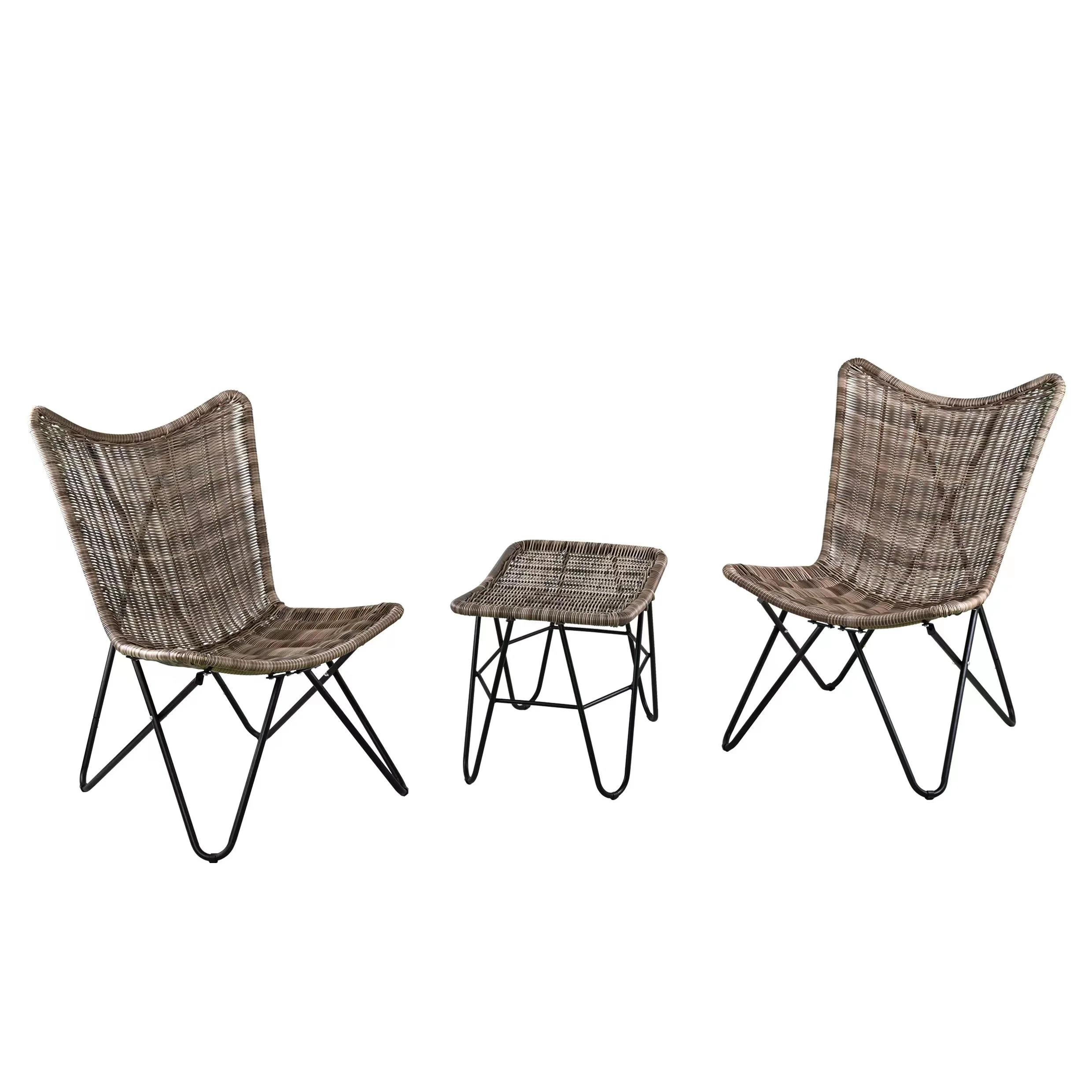 outdoor furniture fabric KD butterfly chair with foot stool
