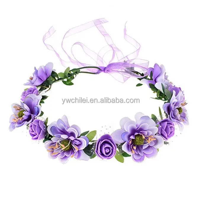 Girls Boho Rose Floral Crown Wreath Wedding Flower Headband