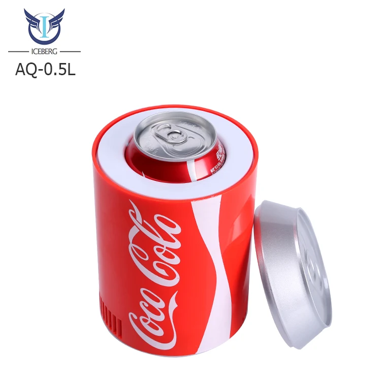Top Open Lid Can Cooler Refrigerator Round Beverage Cooler 0.5L Mini Fridge