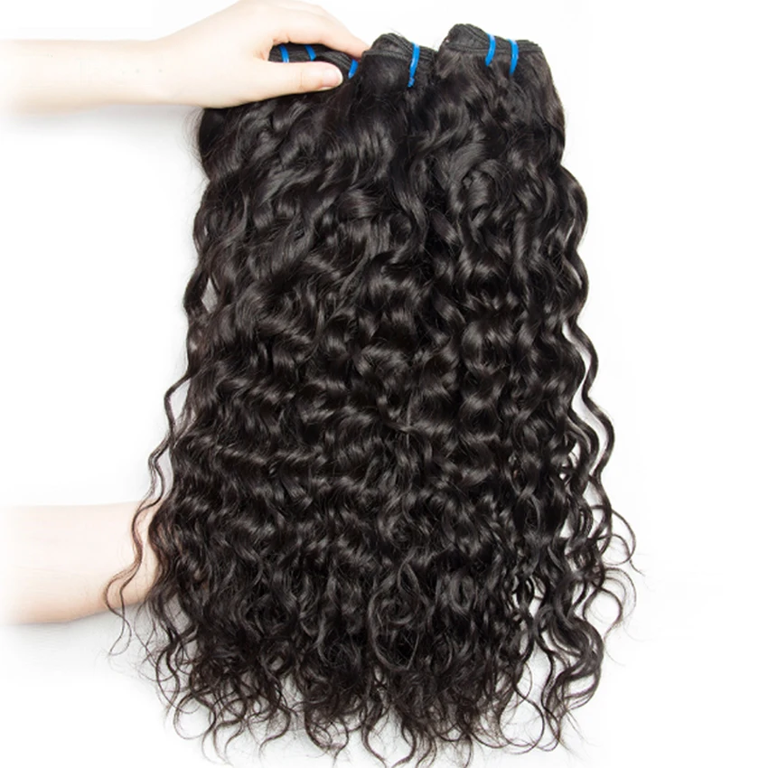 Lemoda 9-14A Grade Raw India Cuticle Aligned Virgin Mink Brazilian Remy Hair Weave Water Wave Human Hair Bundles With Closure