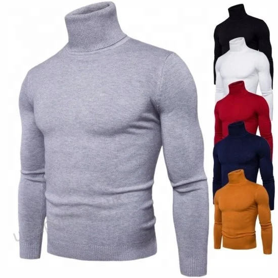 Men Slim Fit Lightweight Long Sleeve Pullover Top Turtleneck T-Shirt Full black high neck wear in winter  Body Warmer High Neck