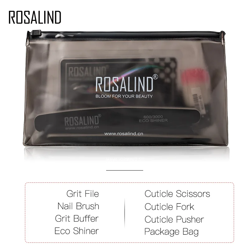  ROSALIND nail supplies cuticle pusher and file sets wholesale professional 8pcs manicure starter kits for nails