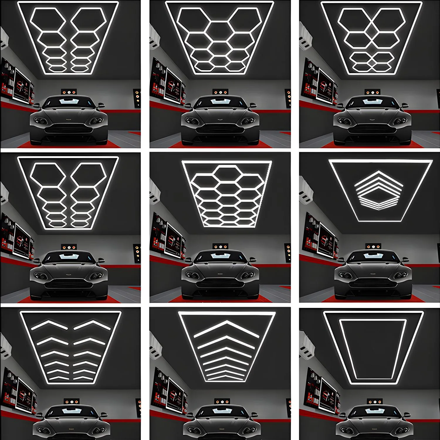 Wholesale Honeycomb Auto Car Detailing Work Light Bar Car Wash Station 110V 220V Garage Ceiling Hexagonal Led Lights