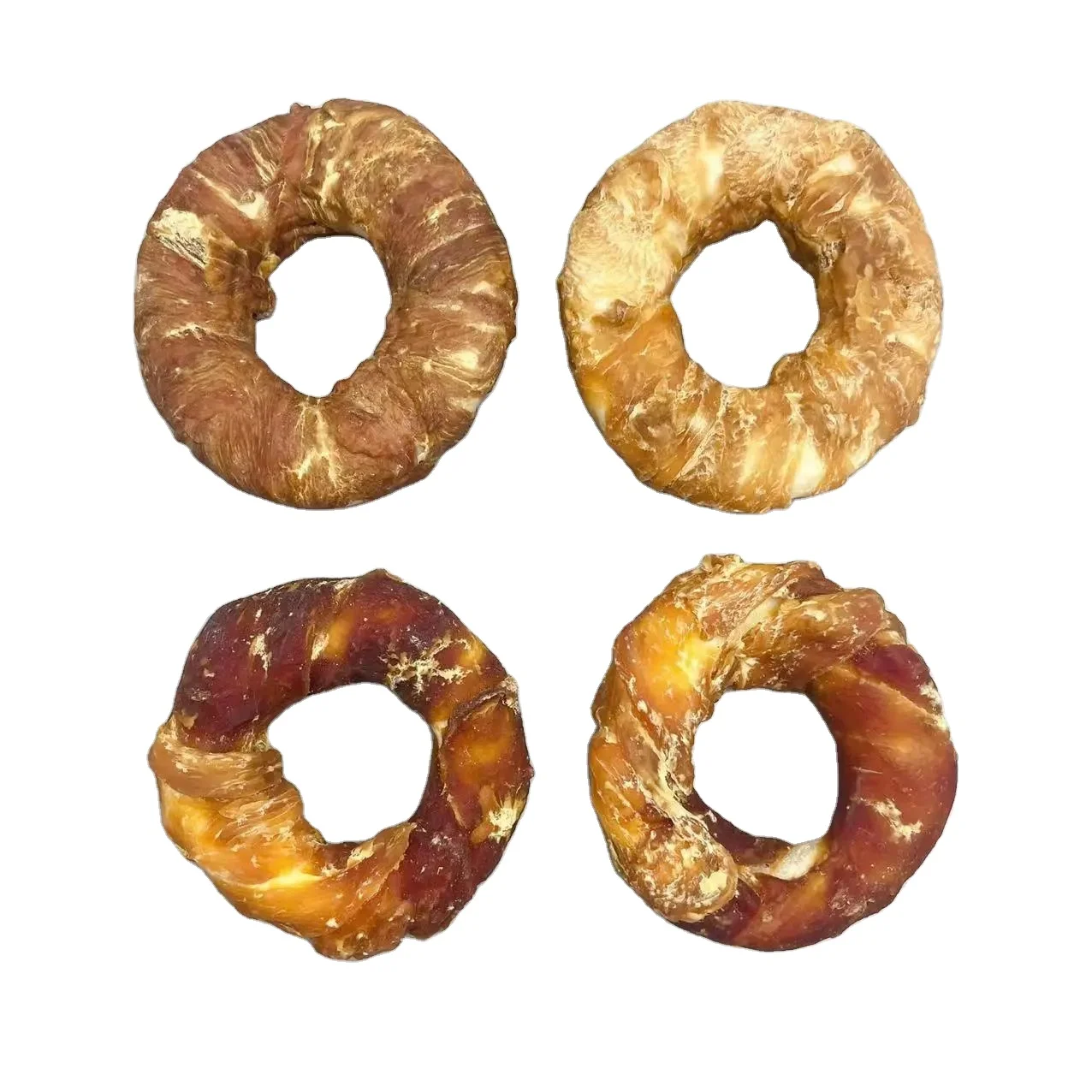 Собака из воловьей кожи Цыпленок утка пончики для маленьких и средних собак молярная палочка большие закуски оптовая продажа