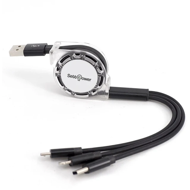 
Free shipping Settpower RSZ3 hot sale new product 2021 usb charging cable cables 3 in 1 creativity roll cable 