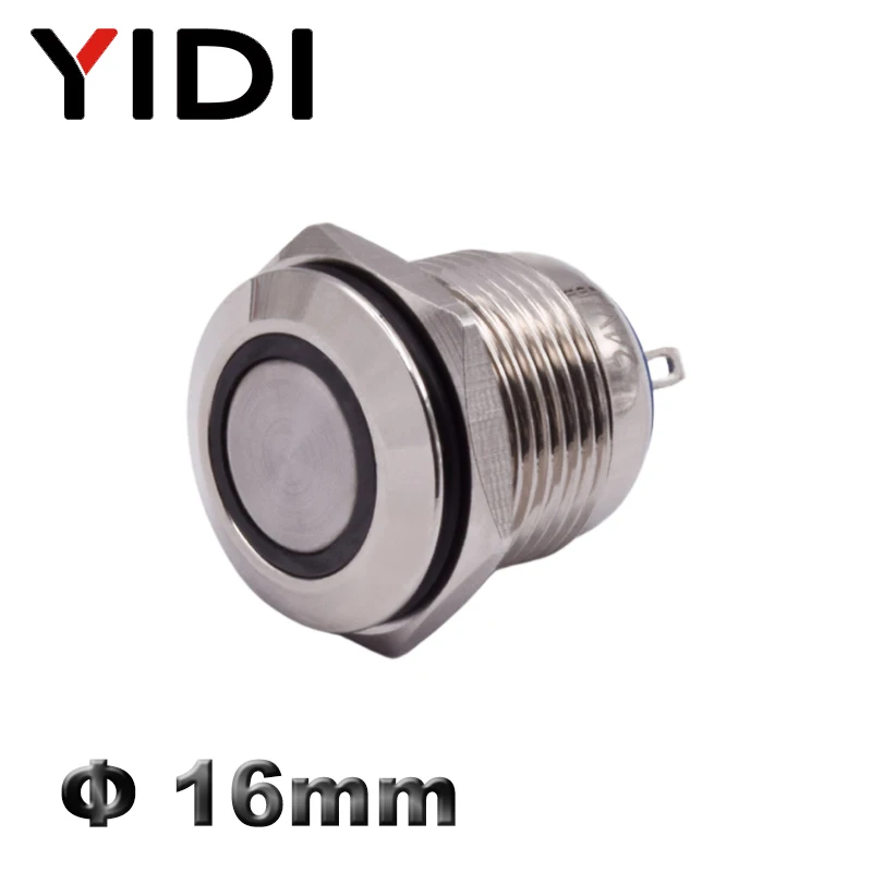 Waterproof Stainless Steel 12 V Momentary On Off Metal Push Button Switch 24V Panel Mount 16mm LED Light Red Blue Green Switch